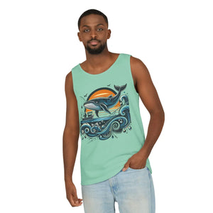 Bold Whale Sunset Tank Top - Ocean Vibes Cotton - Dipaliz - Tops