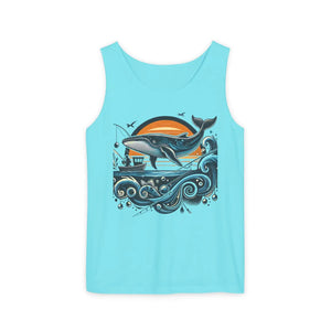 Bold Whale Sunset Tank Top - Ocean Vibes Cotton - Dipaliz - Tops