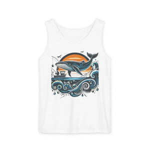 Bold Whale Sunset Tank Top - Ocean Vibes Beach Style - Dipaliz - Tops