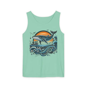 Bold Whale Sunset Tank Top - Ocean Vibes Beach Style - Dipaliz - Island Reef / Xs - Tops