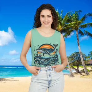 Bold Whale Sunset Tank Top - Ocean Vibes Beach Style - Dipaliz - Tops