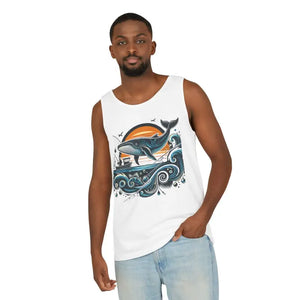 Bold Whale Sunset Tank Top - Ocean Vibes Beach Style - Dipaliz - Tops