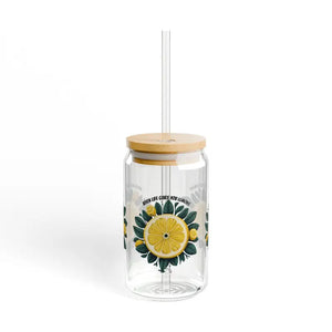 Clear Tempered Glass Tumbler with Bamboo Lid 16oz - Dipaliz - Tumblers
