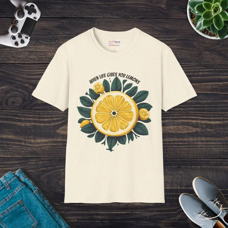 Unisex Softstyle T-shirt with Sliced Lemon Style - Natural / s T-shirt