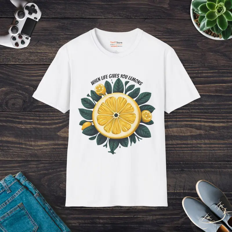 Unisex Softstyle T-shirt with Sliced Lemon Style - White / s T-shirt