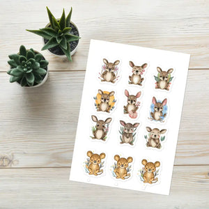 Cute Animal Sticker Sheet - Hand Drawn Vibrant Designs - Dipaliz - Decorative Stickers