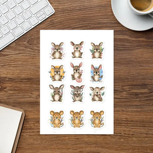 Cute Animal Sticker Sheet - Hand Drawn Vibrant Designs - Dipaliz - Decorative Stickers