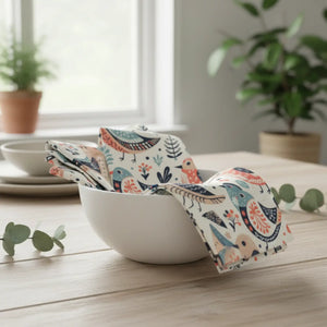 Whimsical Bird Pattern Cloth Napkins Set - Dipaliz