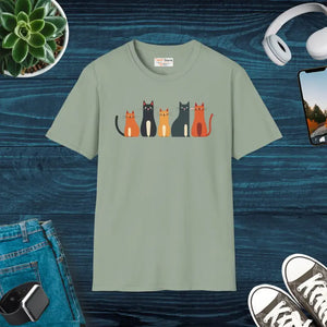 Whimsical Cat Softstyle T-shirt - Cute Lovers Gift - Dipaliz - s / Sage - T-shirts