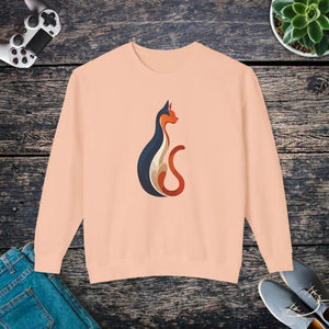 Whimsical Cat Unisex Lightweight Crewneck Sweatshirt - Dipaliz - Sweatshirts - s