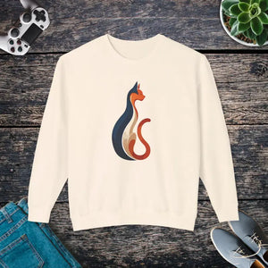 Whimsical Cat Unisex Lightweight Crewneck Sweatshirt - Dipaliz - Hydrangea / s - Sweatshirts