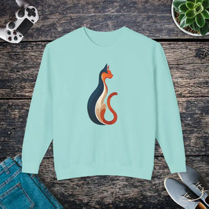 Whimsical Cat Unisex Lightweight Crewneck Sweatshirt - Dipaliz - Chalky Mint / s - Sweatshirts