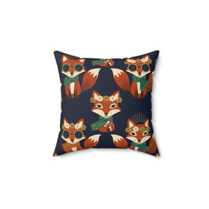 Square throw pillow by DipaliZ with original whimsical fox artwork