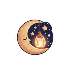 Whimsical Moon Lantern Sticker - Cozy Night Decor - Dipaliz - Decorative Stickers
