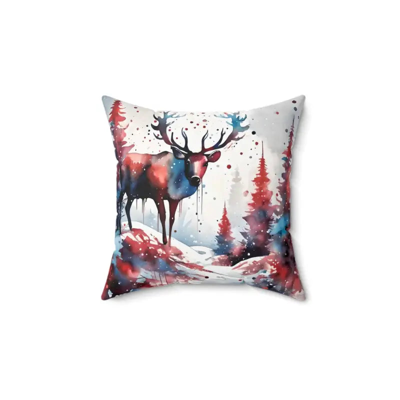 Whimsical Rudolf Reindeer Spun Polyester Square Pillow - 14’’ × Home Decor