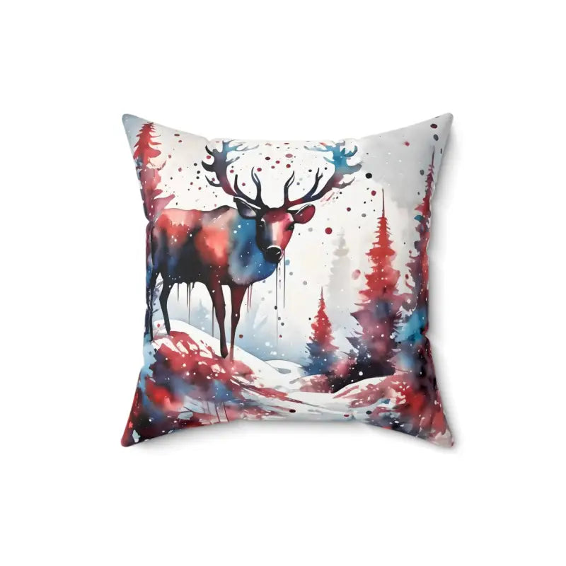 Whimsical Rudolf Reindeer Spun Polyester Square Pillow - 16’’ × Home Decor