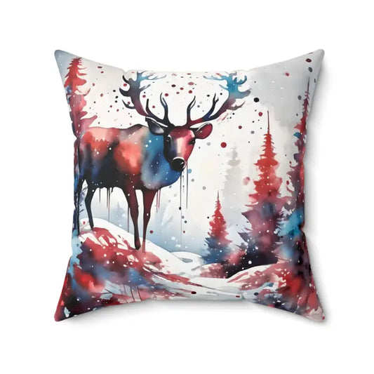 Whimsical Rudolf Reindeer Spun Polyester Square Pillow - 20’’ × Home Decor