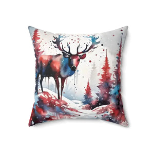 Rudolf Reindeer Spun Polyester Square Pillow Christmas Decor - Dipaliz - Throw Pillows