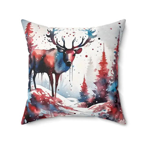 Rudolf Reindeer Spun Polyester Square Pillow Christmas Decor - Dipaliz - Throw Pillows