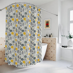 Modern Bathroom Decor Floral Shower Curtain Chic Grey Tones - Dipaliz - 71’’ × 74’’ - Curtains