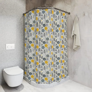 Modern Bathroom Decor Floral Shower Curtain Chic Grey Tones - Dipaliz - 71’’ × 74’’ - Curtains