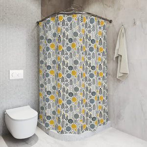 Floral Shower Curtain – Chic Grey Tones - Dipaliz - Curtains