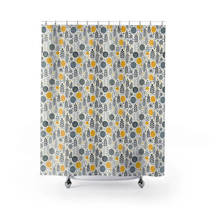 Floral Shower Curtain – Chic Grey Tones - Dipaliz - Curtains