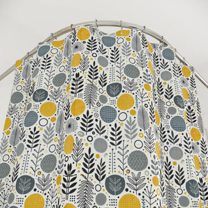 Floral Shower Curtain – Chic Grey Tones - Dipaliz - Curtains