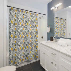 Floral Shower Curtain – Chic Grey Tones - Dipaliz - Curtains