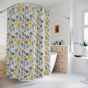 Floral Shower Curtain – Chic Grey Tones - Dipaliz - Curtains