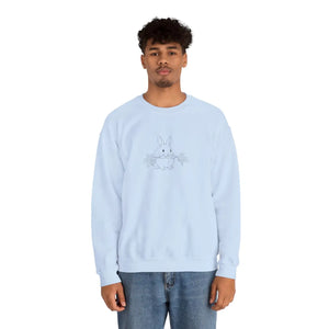 Cozy White Crewneck Sweatshirt - Floral Bunny Illustration - Dipaliz - Sweatshirts - m