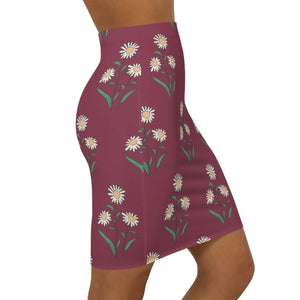 Bodycon Floral Mini Skirt White Daisies Pencil Style - Dipaliz - Skirts - Xs