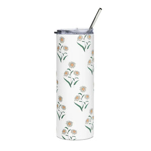 Skinny Matte Tumbler White Daisy 20oz Screw-on Slide Lid Dipaliz - Tumblers