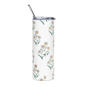 Skinny Matte Tumbler White Daisy 20oz Screw-on Slide Lid Dipaliz - Tumblers