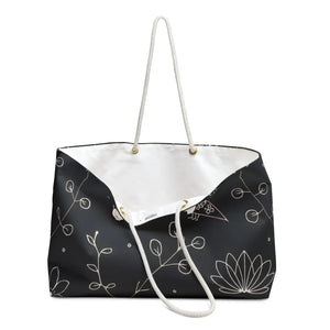 Floral Black Weekender Bag - White Elements - Dipaliz - Luggage & Bags