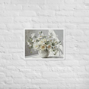 White Floral Oil Framed Poster Matte Black Frame - Dipaliz - 18″×24″ - Posters