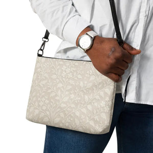 Crossbody Bag White Floral Vines Faux Leather Spring Style Dipaliz - Cross Body Bags