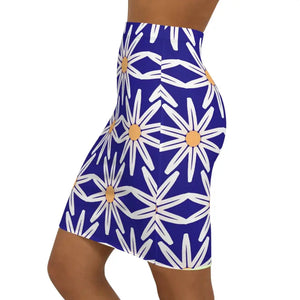 White Floral Pattern Women’s Mini Skirt Stretchy Fit - Dipaliz - Skirts