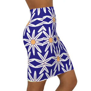 White Floral Pattern Women’s Mini Skirt Stretchy Fit - Dipaliz - Skirts