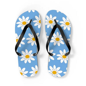 White Flowers Flip Flops - Beach Paradise Summer Style - Dipaliz - l / Black Sole - Slippers