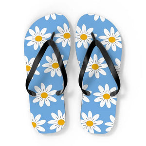 White Flowers Flip Flops - Beach Paradise Summer Style - Dipaliz - Xl / Black Sole - Slippers