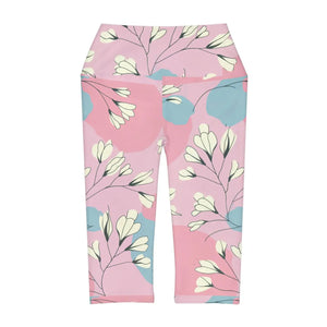Floral Pink Yoga Capri Leggings - Chic Activewear - Dipaliz