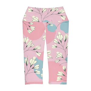 Floral Pink Yoga Capri Leggings - Chic Activewear - Dipaliz