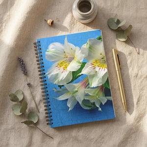 Dipaliz white flowers spiral notebook - ruled line 8.5x11 - notebooks & notepads