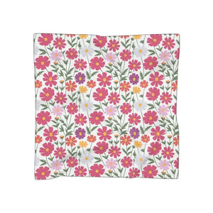 Large Floral Pattern White Poly Scarf - Bold Garden Style - Dipaliz - Scarves & Shawls