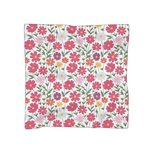 Large Floral Pattern White Poly Scarf - Bold Garden Style - Dipaliz - Scarves & Shawls