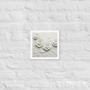 White Rose Sculpture Framed Poster Matte Black Frame Dipaliz - 10″×10″ - Posters