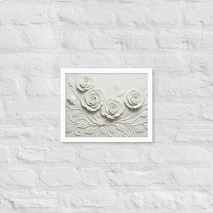White Rose Sculpture Framed Poster Matte Black Frame Dipaliz - 11″×14″ - Posters