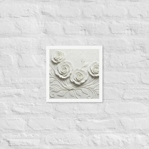 White Rose Sculpture Framed Poster Matte Black Frame Dipaliz - 12″×12″ - Posters