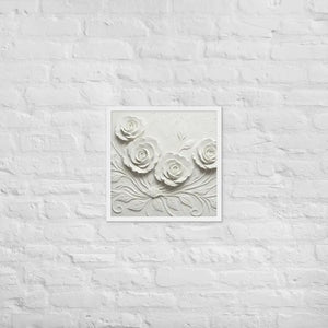 White Rose Sculpture Framed Poster Matte Black Frame Dipaliz - 18″×18″ - Posters